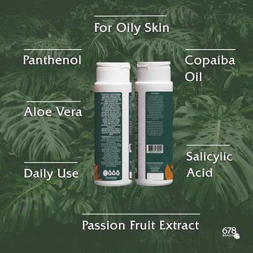 678Brazil Oil Control Deep Cleansing Astringent Lotion - Fresh and Pure Skin - Daily Use - for Oily and Acne-Prone Complexion - Copaiba, Salicylic Acid, Passion Fruit, Aloe Vera - 200ml / 6.76fl.oz