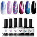 Modelones Glitter Gel Nail Polish Set - 6 Color Changing & Cat Eye