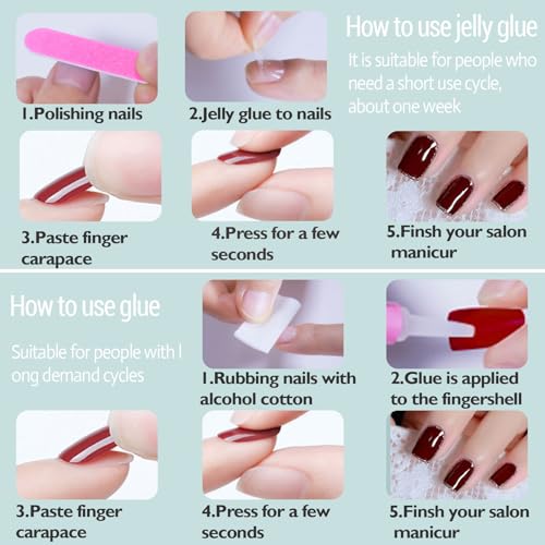 WAFOLOZE Press On Nails Short - Short Square Press On Nails, Pink Short Fake Nails with Nail Glue, Artificial Nails 16 Sizes - 32Pcs Reusable Soft Gel False Nails Tips Kit, Stick On Nails for Women