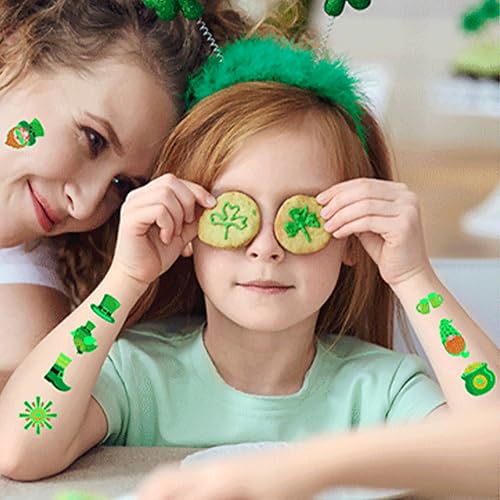 12 Sheets Glow in The Dark St Patricks Temporary Tattoos for Irish St. Patricks Day Luminous Party Shamrock Decorations Favors Goodie Bag Fillers Tattoo Stickers for Adult Q1003