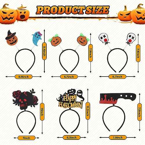 Retrowavy 45 Pcs Halloween Headband Headwear for Party Favors Women Halloween Headbands Witch Hat Assorted Boppers Demon Skull Ghost Tiny Witch Headband Pumpkin Spider Web Headwear for Adults Cosplay