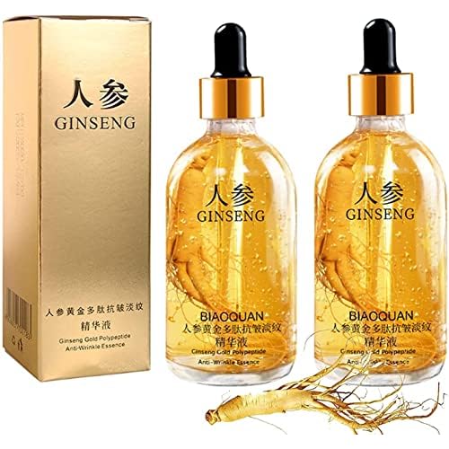 2Pcs Ginseng Polypeptide Anti-Ageing Essence, Ginseng Gold Polypeptide Anti-Ageing Essence, Ginseng Serum, for Tightening Sagging Skin Reduce Fine Lines (100 ml)