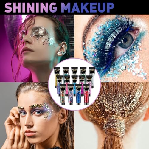 AROIC 14 Colors Body Glitter Gel Set - Face & Hair Shimmer