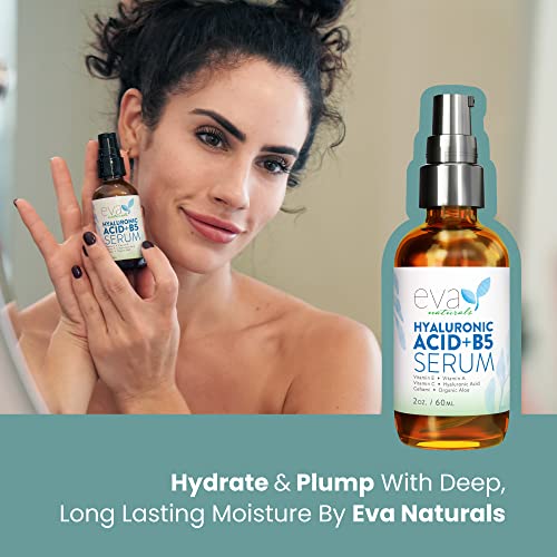 Eva Naturals Hyaluronic Acid + B5 Serum - Deeply Hydrating and Moisturizing for All Skin Types, Unisex