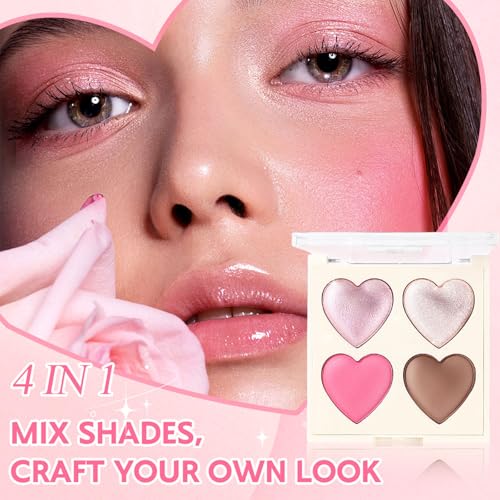 4-in-1 Highlight Contour Blush Palette - Shimmer & Matte