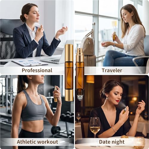 4-Pack Refillable Dual Head Perfume Spray & Roller Bottles