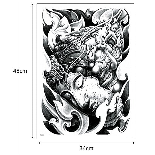 Glaryyears Super Big Full Back Covered Temporary Tattoos, 3 Pack Large Fake Realistic Tattoo Stickers for Adults Men Women, Scary Fierce Tiger Snake Serpent Design