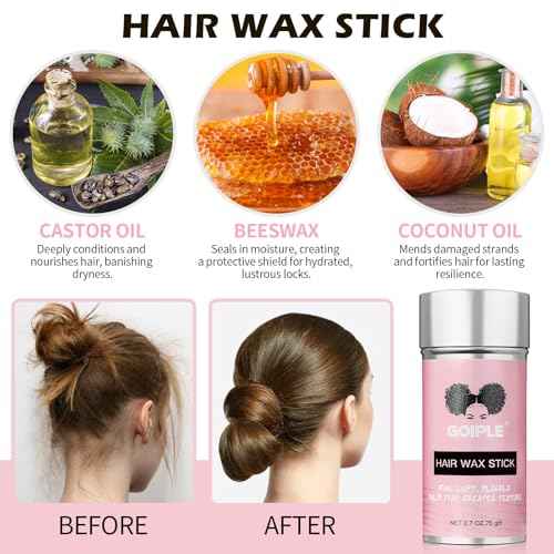Slick Back Hair Brush & Wax Stick Set for Slick Back Hair ? Teasing Boar Bristle Hair Brush for Sleek, Control, Flyaways & Baby Hairs ? Wax Stick for Women Sectioning & Smoothing Ponytail Bun
