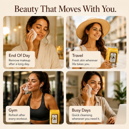 Coconut Oil Makeup Remover Wipes - 60 Count Face Cleansing