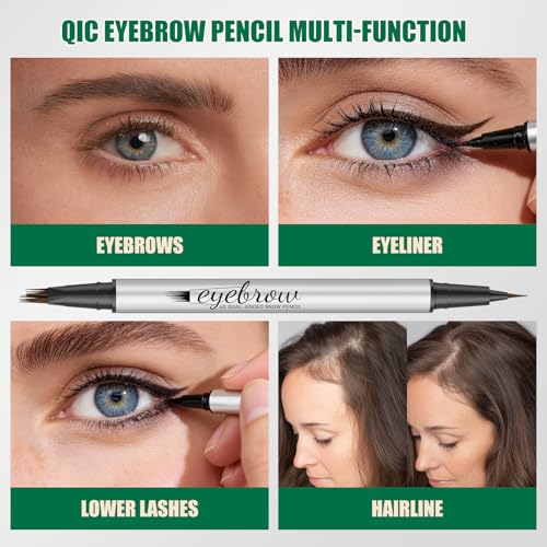 QIC 4D Micro Waterproof Eyebrow Pencil - Black Brown for Natural Brows