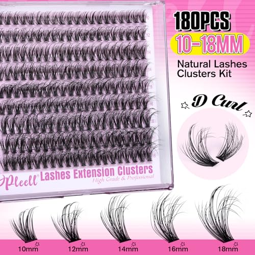 Fluffy Wispy Lash Extension Kit 10-18MM 180PCS Clusters with Bond