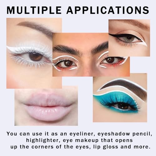 12-Piece White Eyeliner Pencil Set - Waterproof & Long-Lasting