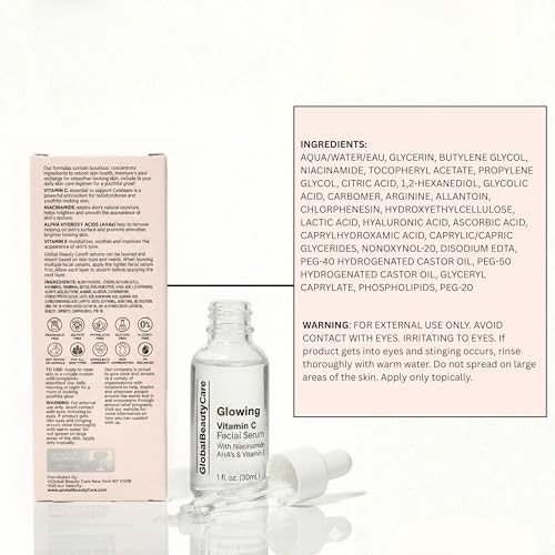 Global Beauty Care Vitamin C - Facial Serum with Niacinamide, AHA & Vitamin E 1fl oz 30ml