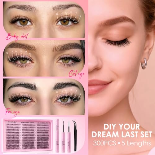 Wispy Lash Clusters Kit - 300pcs C Curl Individual Lashes 10-16mm
