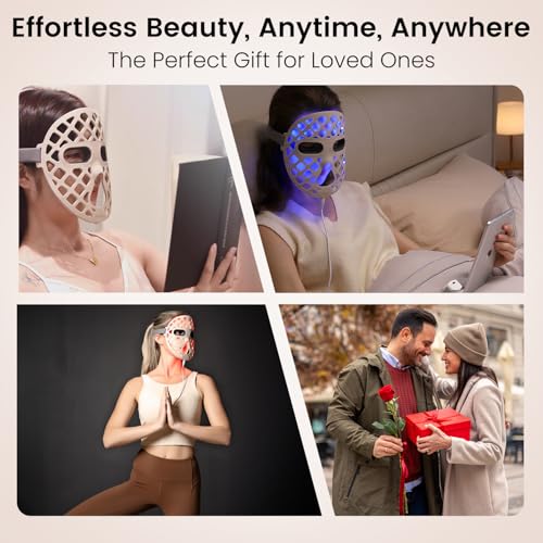Avorla LED Red Light Therapy Face Mask, 216 LEDs 4 Modes