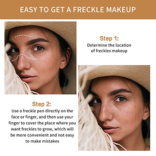 2 Pcs Freckle Pen Set, Natural Lifelike Fake Freckles Makeup Pen Magic Brown Color Freckles Makeup Tool Long-Lasting Waterproof Dot Spot Pen for Effortless Sunkissed Makeup (Light Brown)