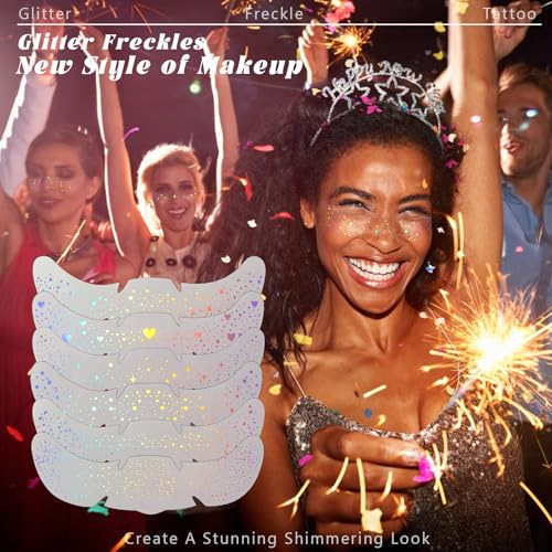 Holographic Glitter Freckles Temporary Tattoo - 6 Pack Waterproof