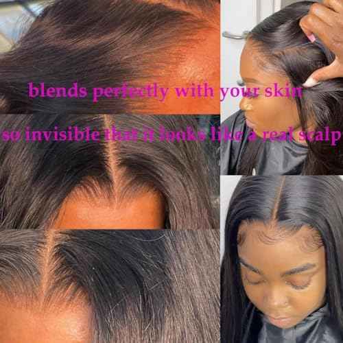 5x5 HD Transparent Closure Straight Human Hair Lace Closure Skinlike Brazilian 5x5 Closure 16inch Virgin Straight Closure 100% Real Human Hair Free Part Closure Pre Plucked Natural Black Glueless