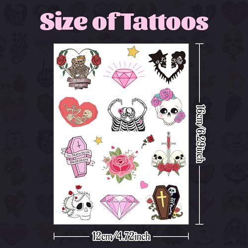 192 Piece Bride or Die Temporary Tattoos - 16 Sheet Bachelorette Party Favors