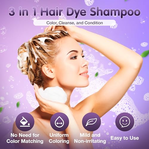 Leorx 3-in-1 Black Hair Dye Shampoo for Gray Hair, Herbal Color, Easy Home Use