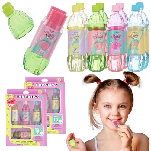 8pc Pop Gloss Soda Bottle Lip Balm Set - Fruity Flavors
