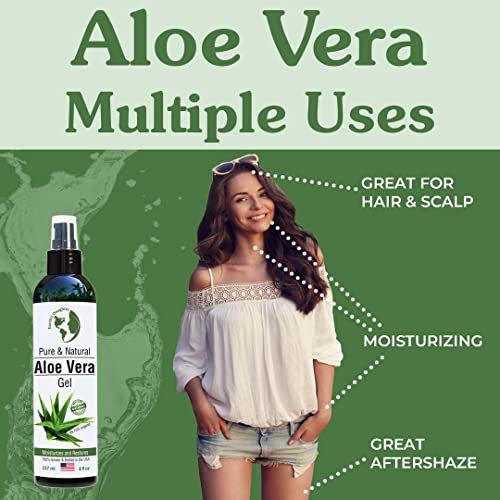 Earth's Daughter Premium Organic Aloe Vera Gel from Fresh Cut 100% Pure Organic Aloe leaves ? TopQuality Fast Absorbing for Face, Skin, Hair & Body ? Vegan, Unscented, Natural - 8 Oz USA Made