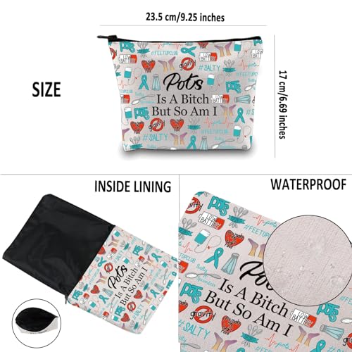 G2TUP POTS Inspired Gift - Makeup Bag, Awareness Cosmetic Bag, POTS Syndrome Fighter Gift