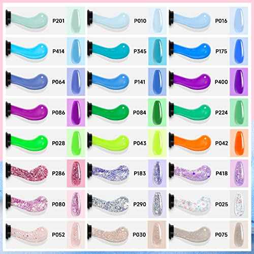 Morovan Poly Gel Nail Set: 48 Color Gel Extension Nails - Trendy Art Designs with Pure & Glitter Finish