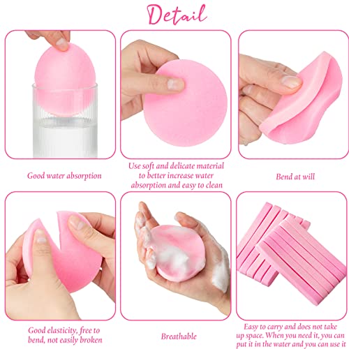 Foaincore 600 Pieces Compressed Facial Sponge Round Facial Sponge for Estheticians Face Sponges for Cleansing Makeup Removal Wash Pads Disposable Sponges for Women Spa Exfoliating Cleansing(Pink)