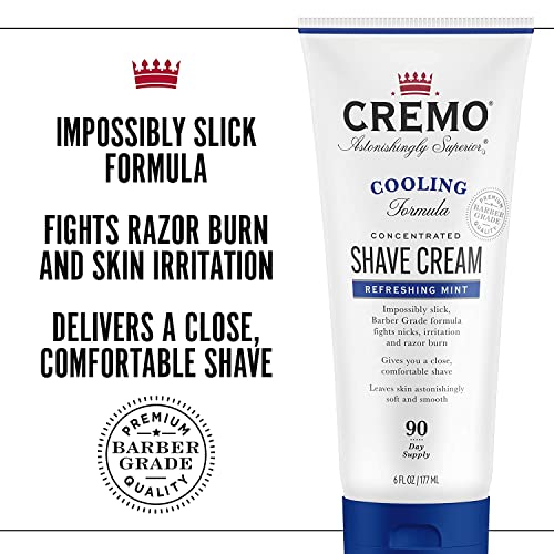 Cremo Cooling Shave Cream 6 oz each (Pack of 2) – Cooling Peppermint & Menthol for Men