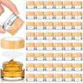 Layhit 48 Pack 5ml Glass Cosmetic Jars with Wood Grain Lids