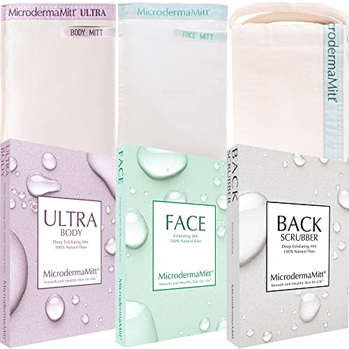 MicrodermaMitt Ultra Head To Toe At Home Spa Treatment 3-Piece Exfoliating Set