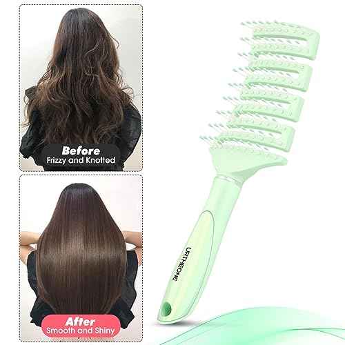 Hair Brush, Curved Vented Detangling Hair Brushes for Women Men Wet or Dry Hair,Faster Blow Drying Styling Professional Paddle Vent detangler brush (Light Green)