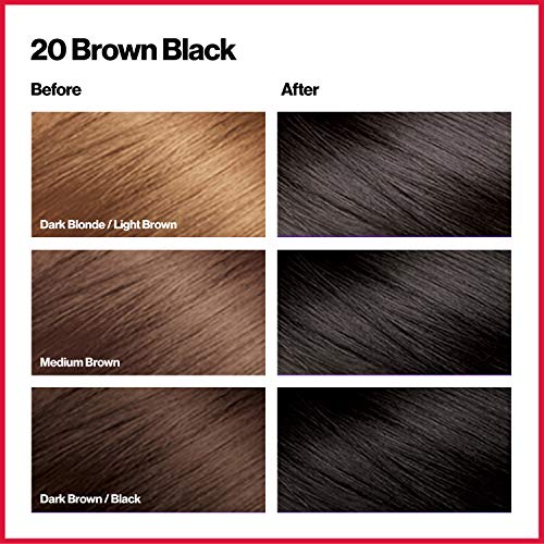 Revlon ColorSilk Permanent Hair Color, Brown/Black 20, Ammonia-Free