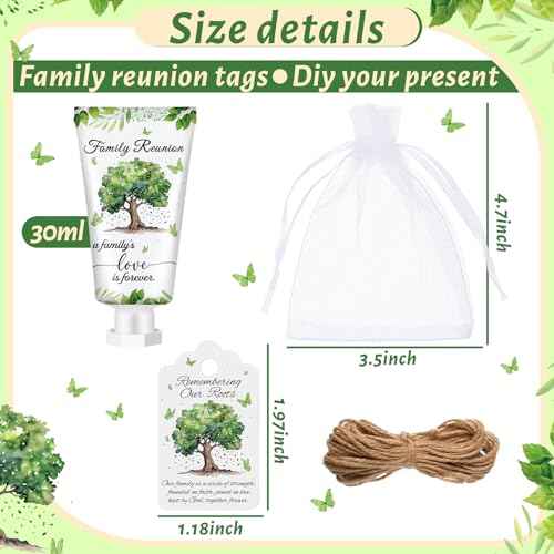 60 Sets Family Reunion Favors Hand Lotion Cream Gifts Bulk Family Reunion Game Decorations with Card Organza Bags for Table Centerpieces Party Decor
