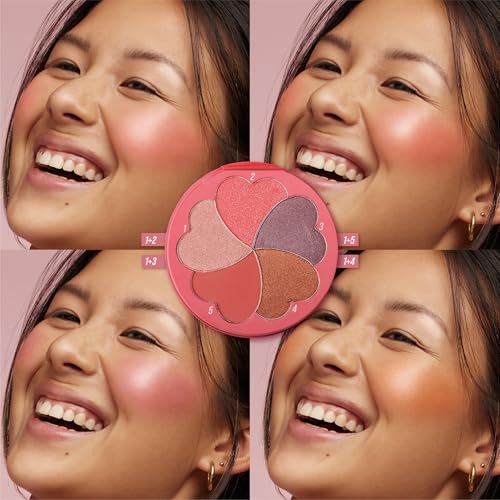 Matte and Highlighter Blush Palette with Mirror, Bronzer Powder Blush Makeup for Cheeks, Bright Pink, Rose Magenta Peach Red Purple, Talc Free