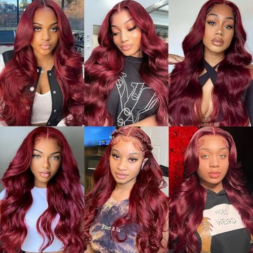 WuvuSnm 99J Burgundy Body Wave Human Hair Bundles 12-16 Inch - Red Variant