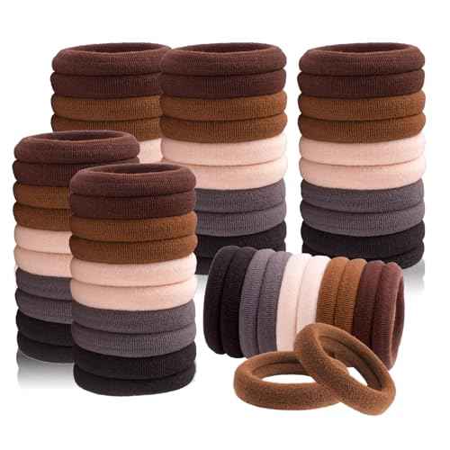 Hair Ties, 100 PCS Hair Ties No Damage for Soft Seamless Cotton & Elastics Ponytail Holders, Hair Bands for Thick Hair, Hair Accessories for Girls & Women