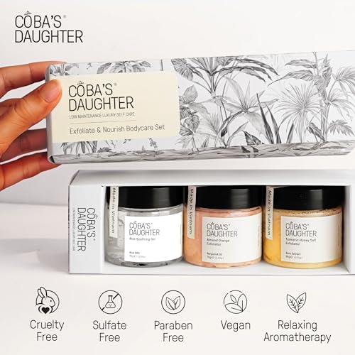 COBA'S DAUGHTER Luxury Spa Gift Set for Women | 3-Piece Mini Body Care Trio, Birthday Gift Set & Mother¡¯s Day Gift for Woman, Travel Size Self-Care Gift (Honey Turmeric, Almond Orange, Aloe Vera)