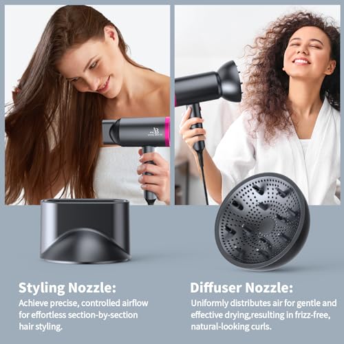 ANNE BETTY 1800W Ionic Hair Dryer with Diffuser & Nozzle