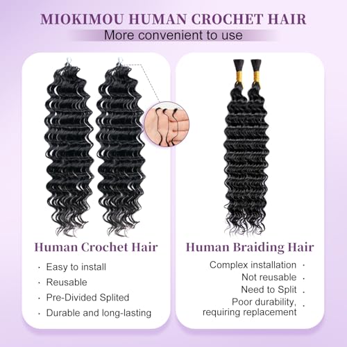 20 Inch Deep Wave Human Crochet Hair for Black Women - Knotless