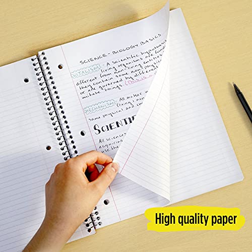 Five Star Spiral Notebook + Study App, 5 Subject, College Ruled Paper, Advance Notebook with Spiral Guard, Movable Tabbed Dividers and Expanding Pockets, 8-1/2" x 11", 200 Sheets, Red (73146)