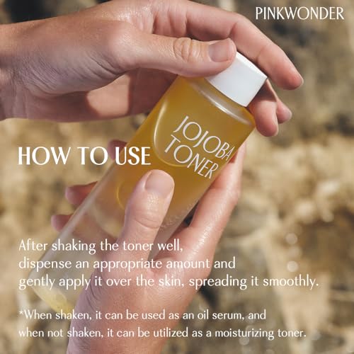 PINKWONDER USDA Organic 100% pure Jojoba oil toner | Hydrating Essence for Skincare | Korean Facial Toner with Jojoba Oil & Wild Strawberry Leaf Extract (6.76oz)