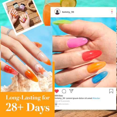 AZUREBEAUTY 6-Color Dip Powder Nail Kit - Neon Jelly Summer Shades