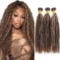 P4613 Curly Hair Bundles 24-28" Ombre Brown Blonde 3pc