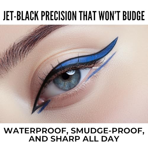 Mynena Waterproof Liquid Eyeliner Matte Jet Black Crescent Tip | Long-Lasting Smudge-Proof Smooth Precision | Curved Tip for Easy Winged Liner | Quick-Dry Vegan & Cruelty-Free
