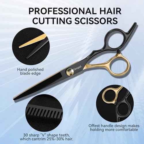 14-Piece Professional Hair Cutting Scissors Kit ? Stainless Steel Hair Shears, Barber Scissors, Thinning Shears & Razor ? Hair Cutting Kit for Men/Women/Kids ? Barber Supplies & Accessories