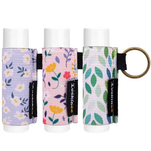 3PCS Lip Balm Holder Keychain Lip Gloss Keychain Holder Lipstick Holder Lip Balm Pouch Keychain Compatible with ChapStick, Burt's Bees, Christmas Stocking Stuffers