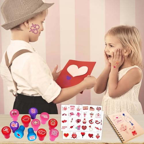 96-Piece Valentine Party Favors Set - Stamps & Tattoos