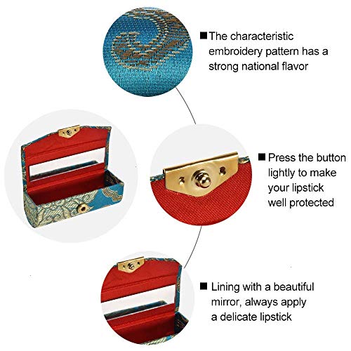 Lipstick Case with Mirror - 12 Pack Floral Brocade Holders